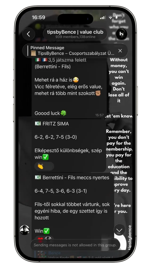 TipsbyBence Telegram channel — winning tennis picks